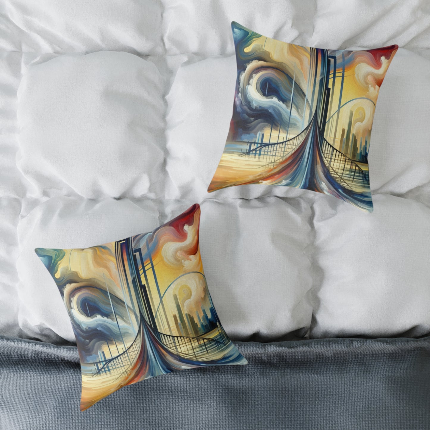 Conscious Bridge Tachism Spun Polyester Pillow
