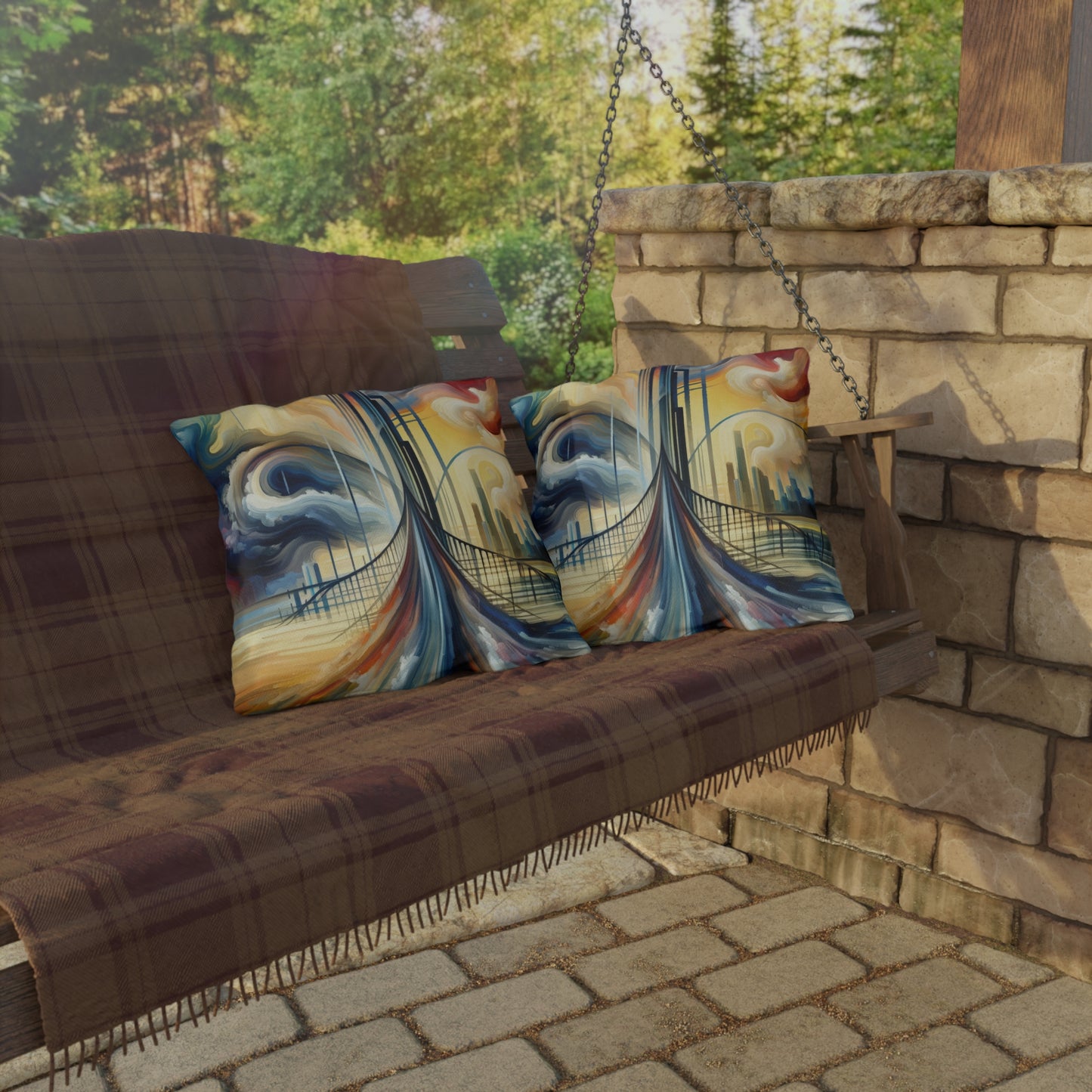Conscious Bridge Tachism Outdoor Pillows
