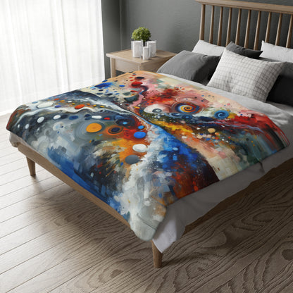 Unity Duality Abstraction Velveteen Microfiber Blanket (Two-sided print)