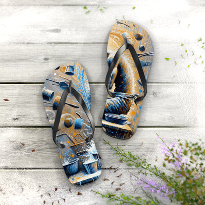Meditative Kinetic Tachism Flip Flops