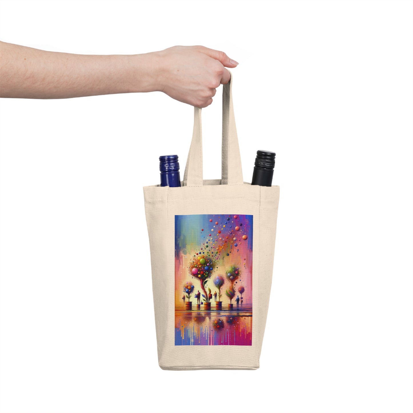 Vibrant Digital Arboriculture Double Wine Tote Bag