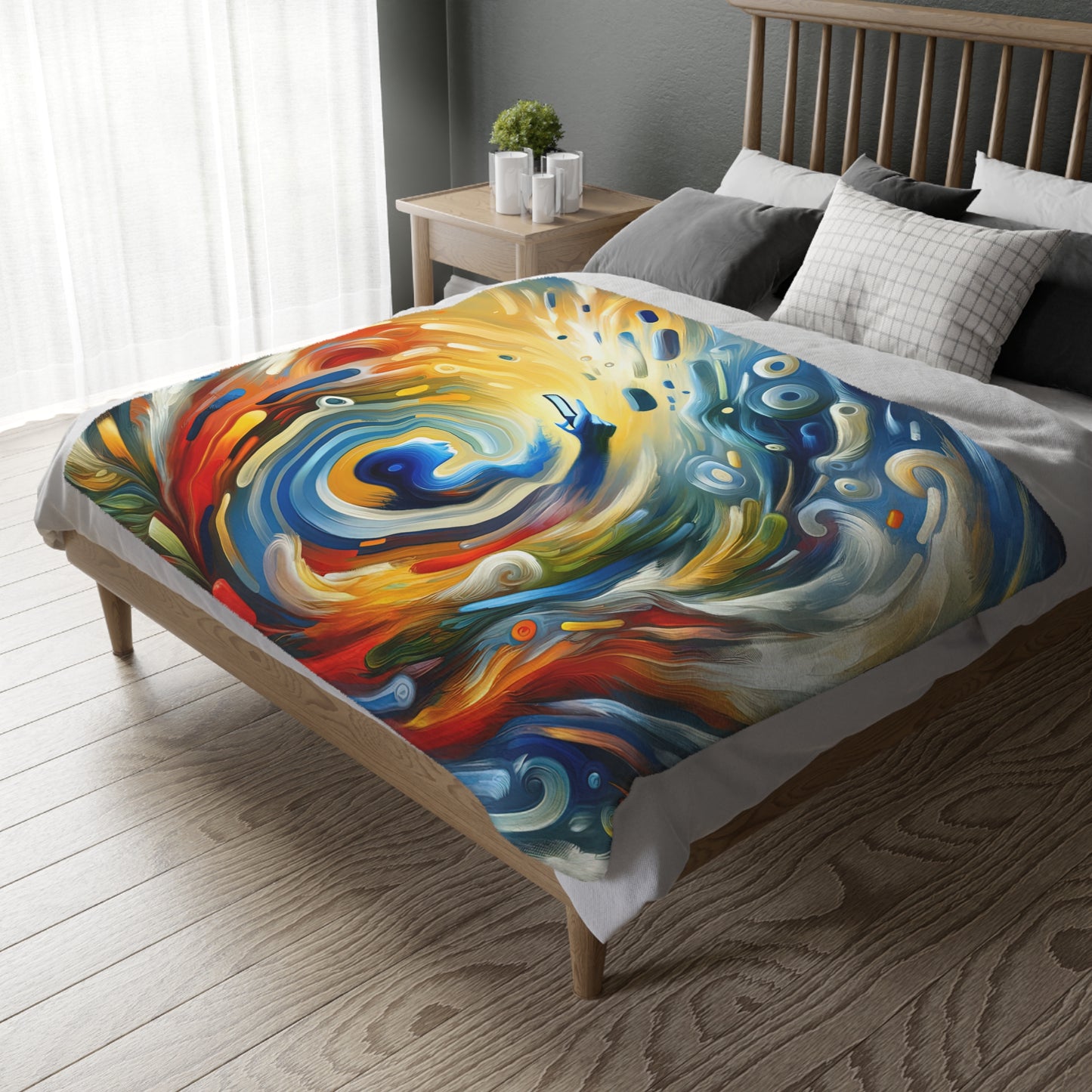 Swipe Connection Tachism Velveteen Microfiber Blanket (Two-sided print)