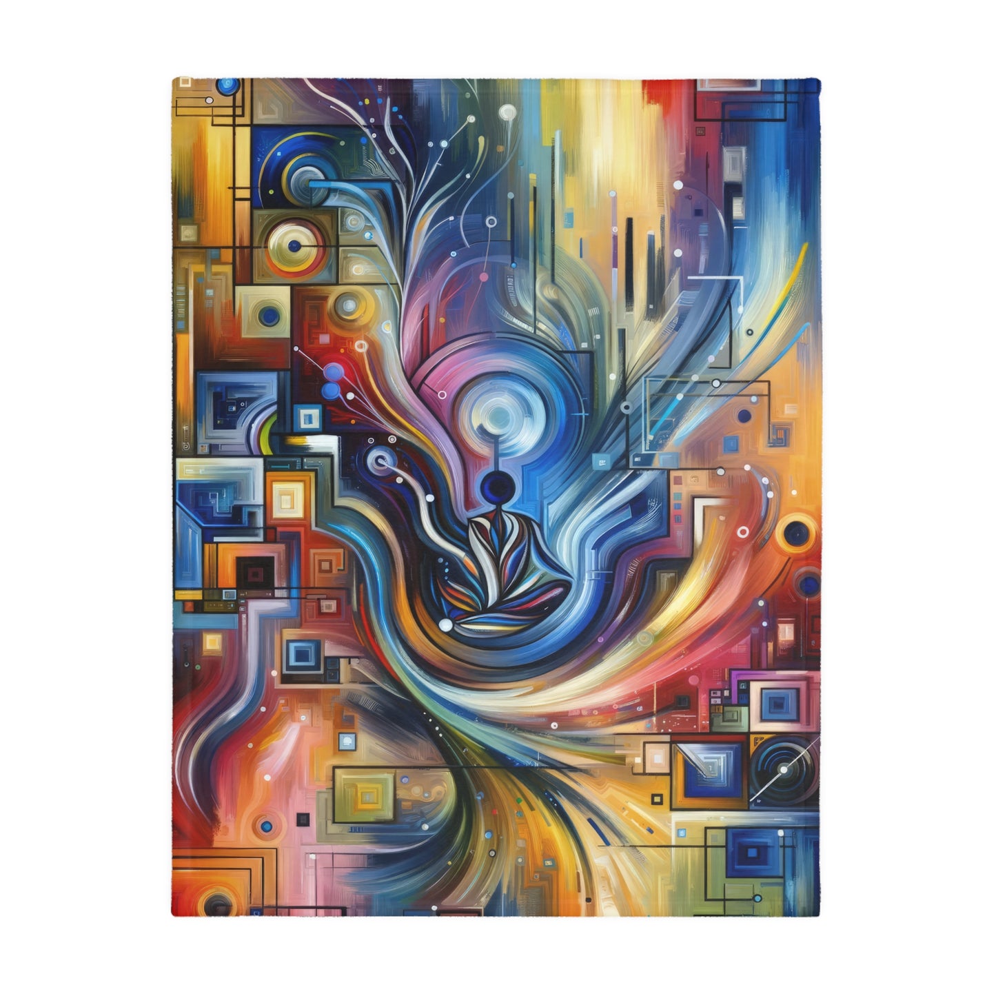 Digital Mindfulness Abstract Velveteen Microfiber Blanket (Two-sided print)