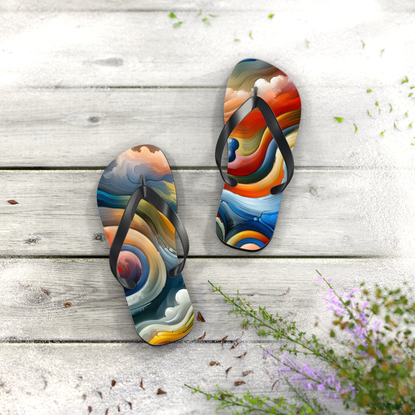 Empathetic Lifeline Abstract Flip Flops