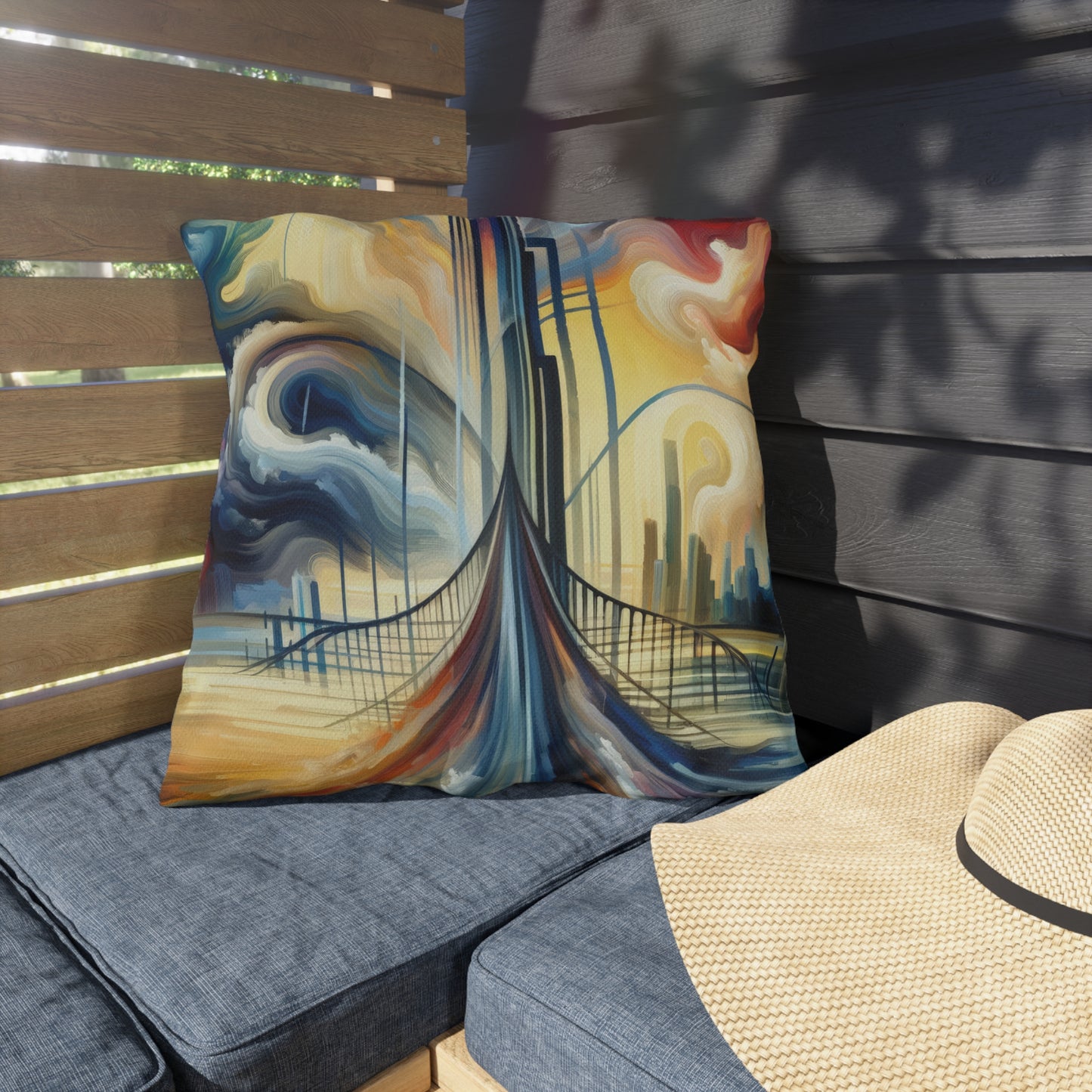 Conscious Bridge Tachism Outdoor Pillows