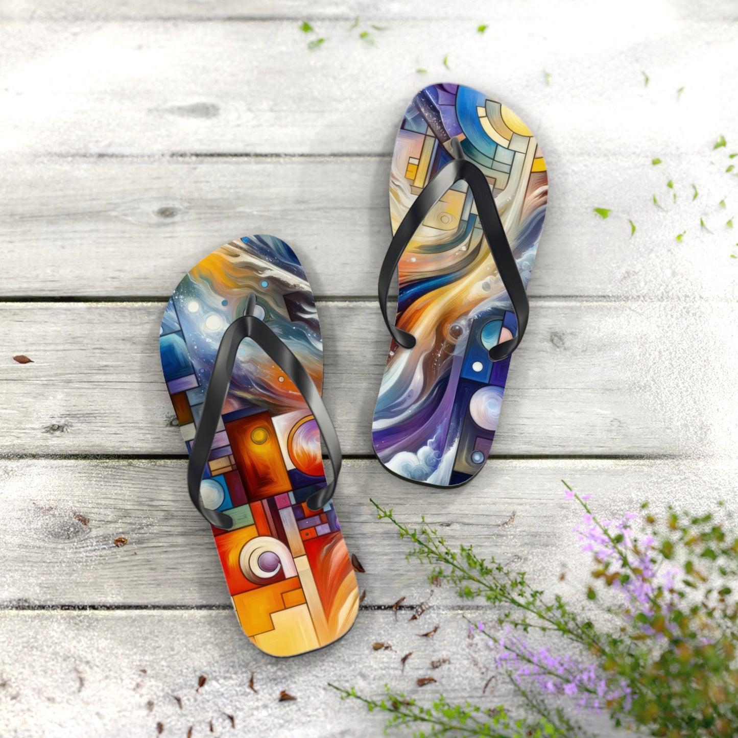 Cosmic Tachism Alchemy Flip Flops