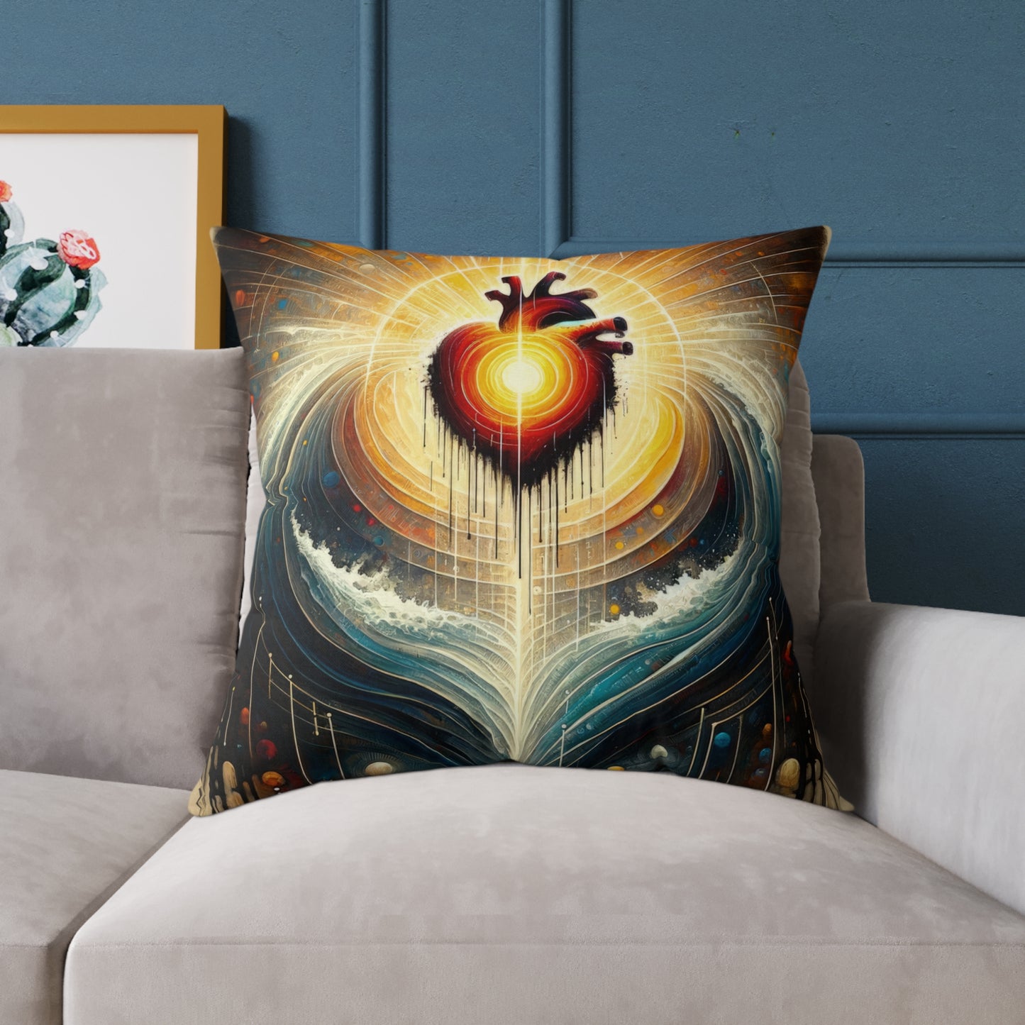 Awakened Heart Waves Spun Polyester Pillow