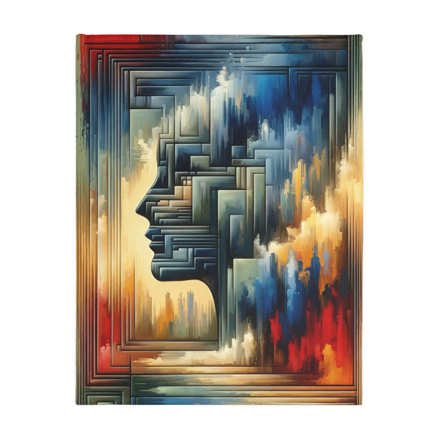 Abstract Geometric Boundaries Velveteen Microfiber Blanket (Two-sided print)
