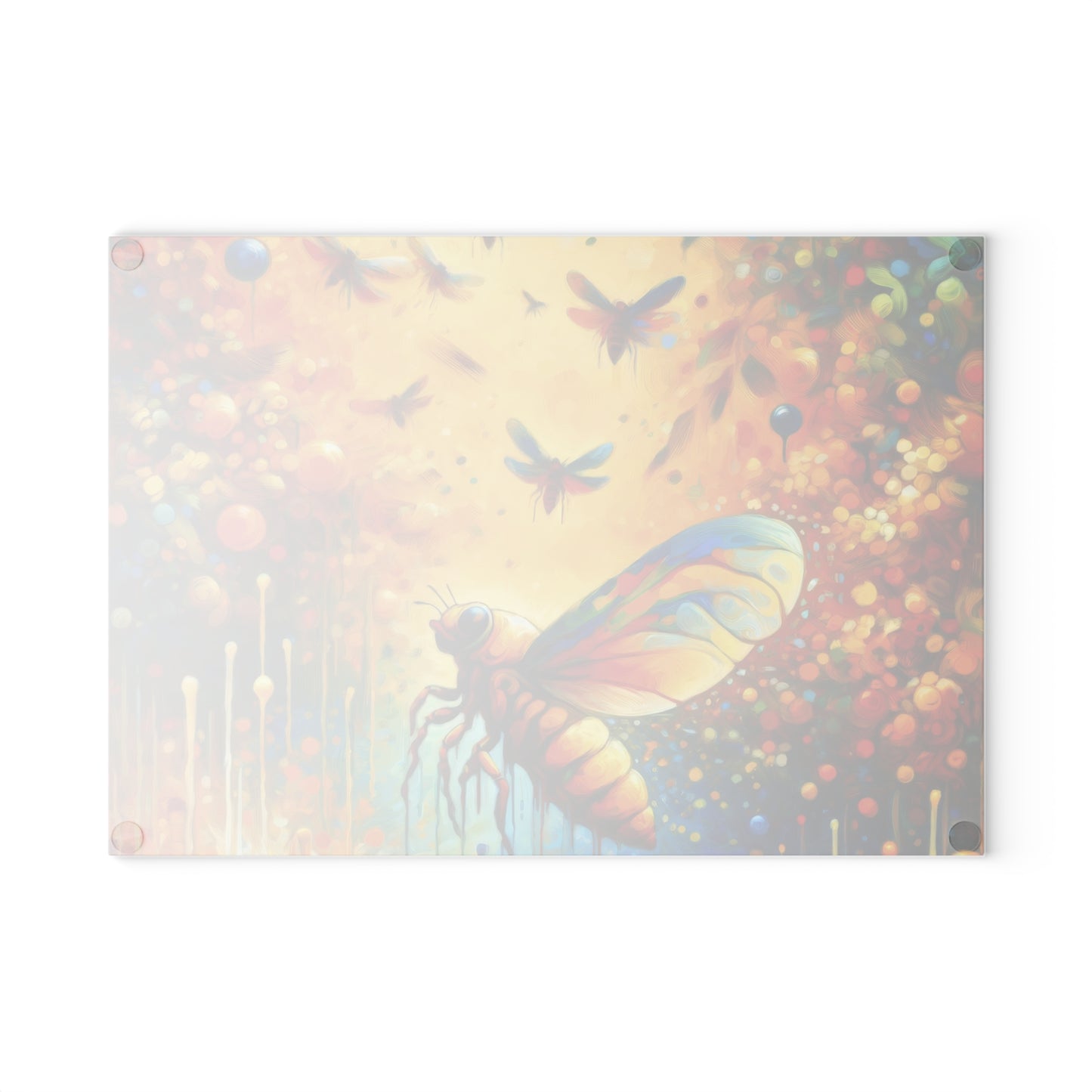 Seasonal Cicada Vibrance Glass Cutting Board