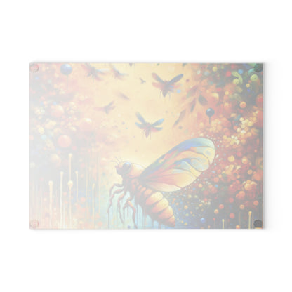 Seasonal Cicada Vibrance Glass Cutting Board