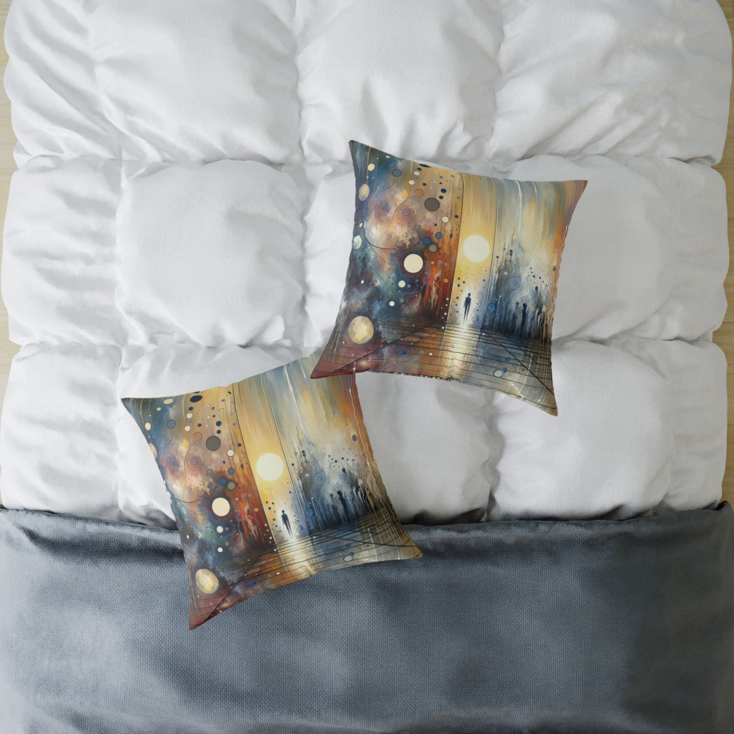 Stillness Transition Abstract Spun Polyester Pillow