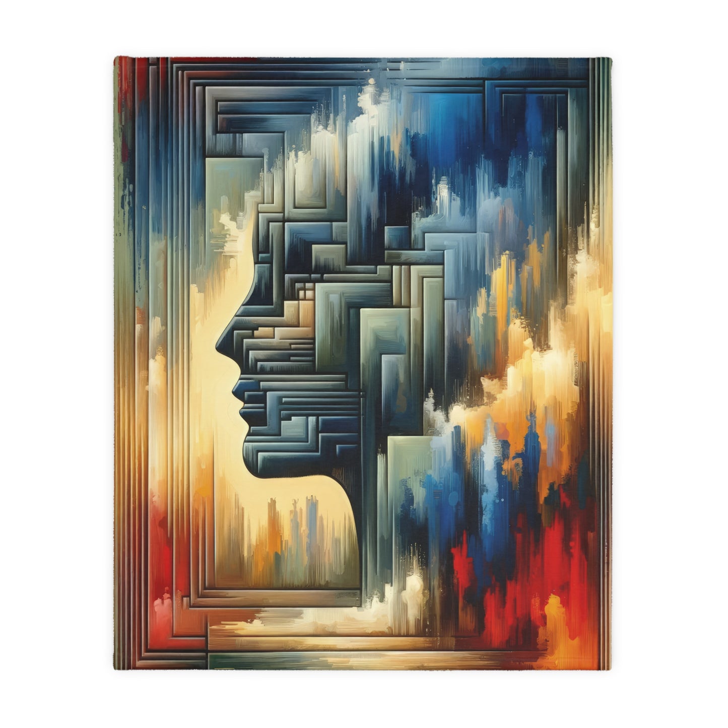 Abstract Geometric Boundaries Velveteen Microfiber Blanket (Two-sided print)