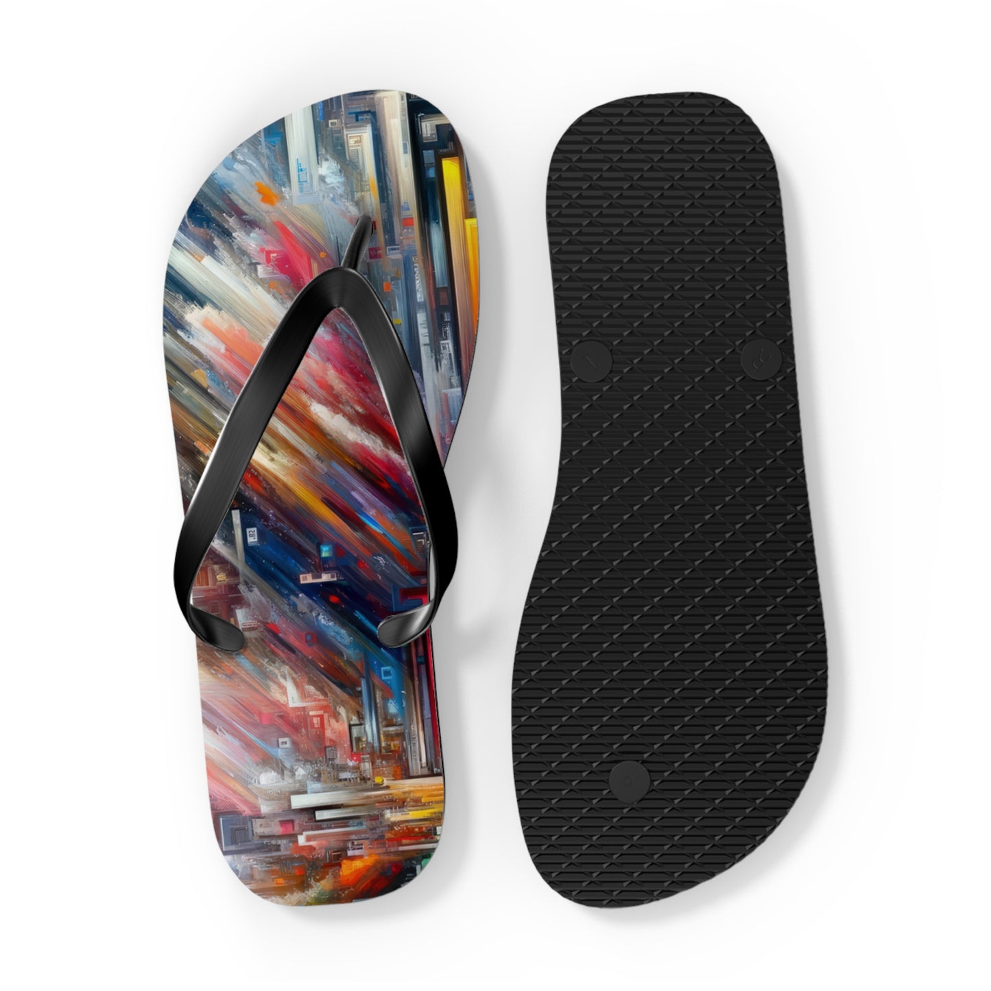 Digital Chaos Symphony Flip Flops