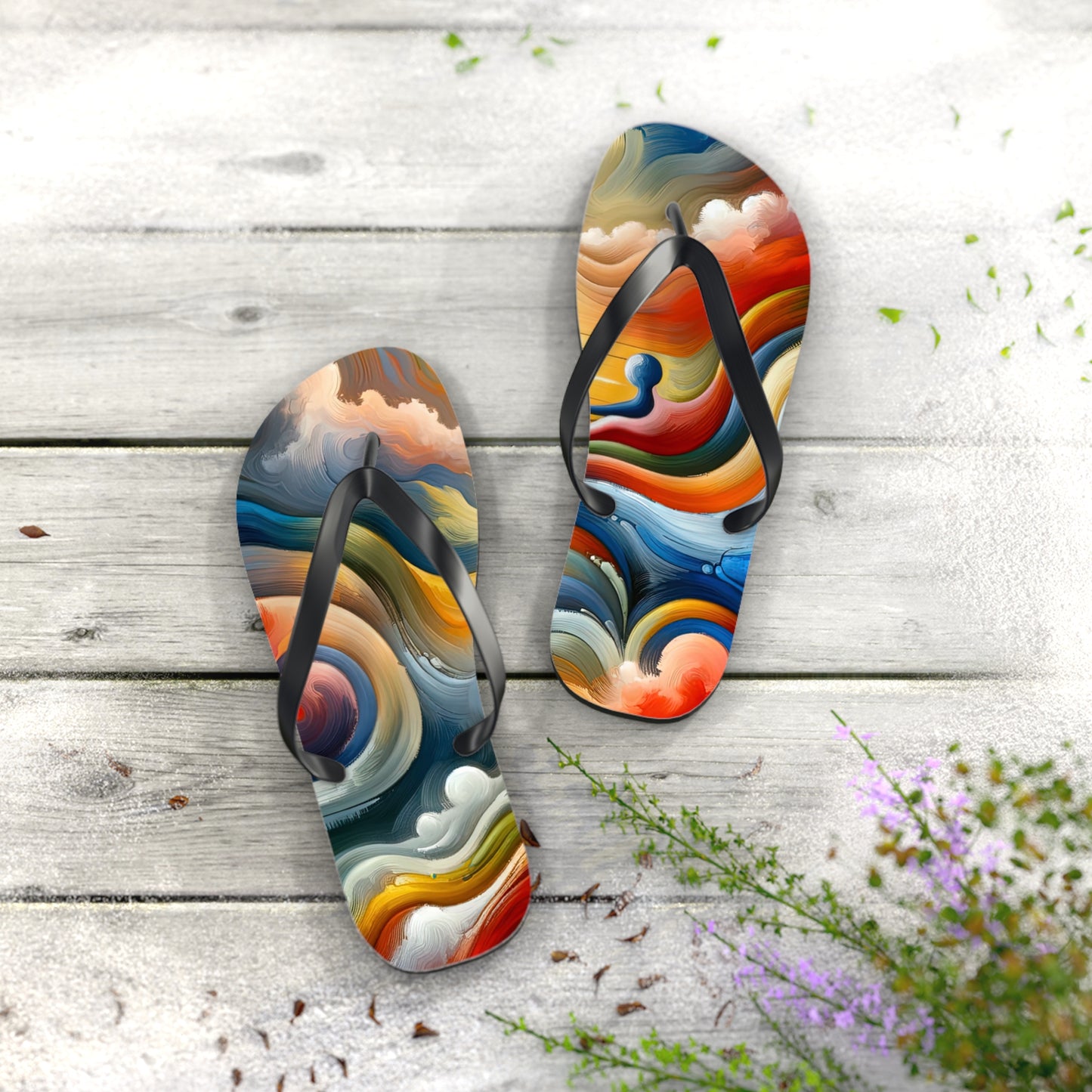 Empathetic Lifeline Abstract Flip Flops
