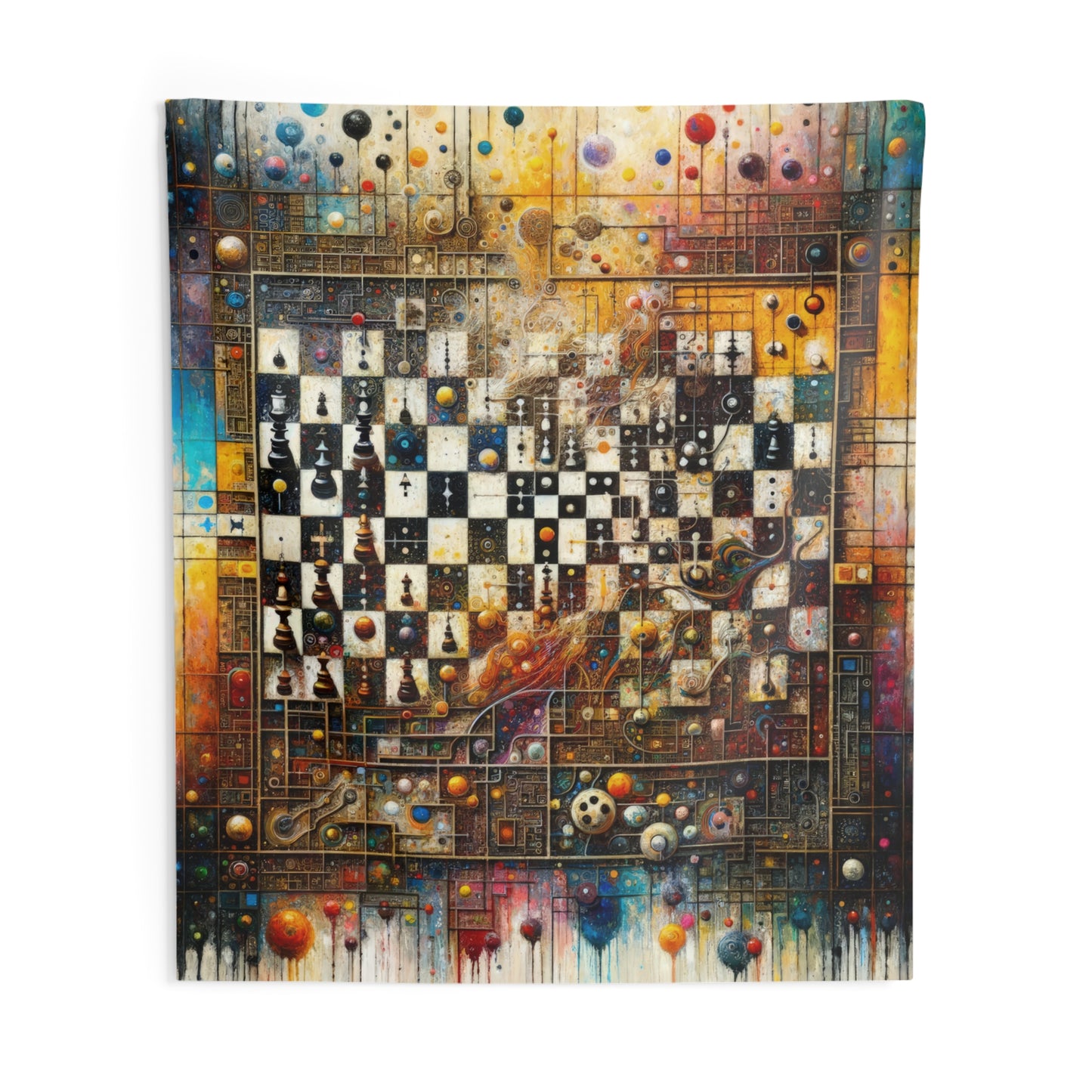 Cosmic Chess Integration Indoor Wall Tapestries