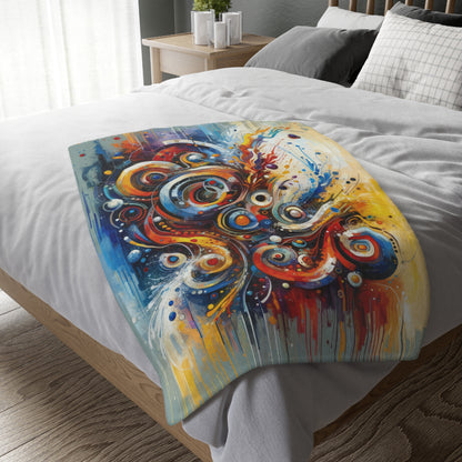 Harmonic Abstract Synergy Velveteen Microfiber Blanket (Two-sided print)