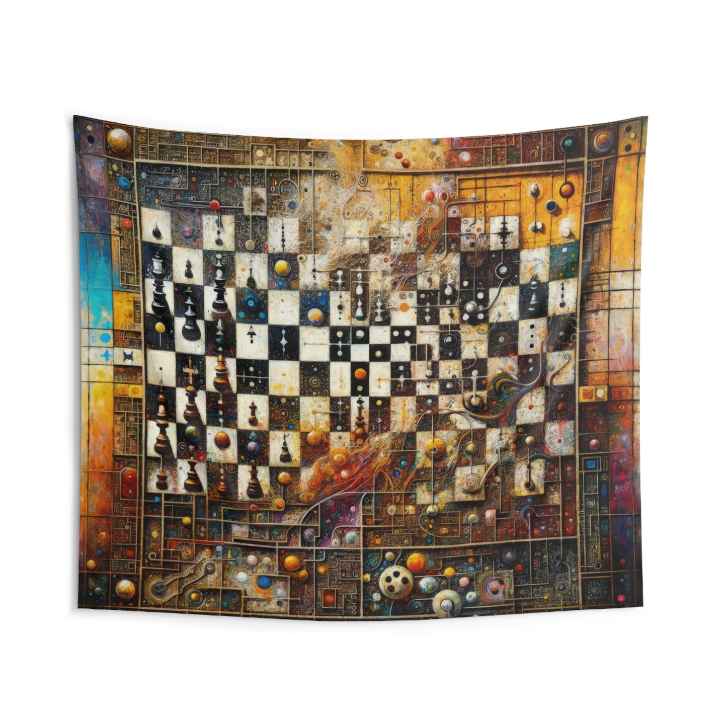 Cosmic Chess Integration Indoor Wall Tapestries