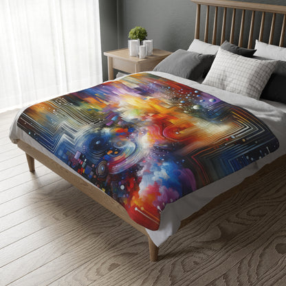 Abstract Technicolor Synthesis Velveteen Microfiber Blanket (Two-sided print)