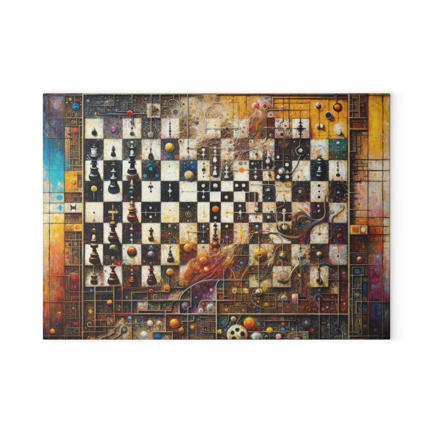 Cosmic Chess Integration Glass Cutting Board