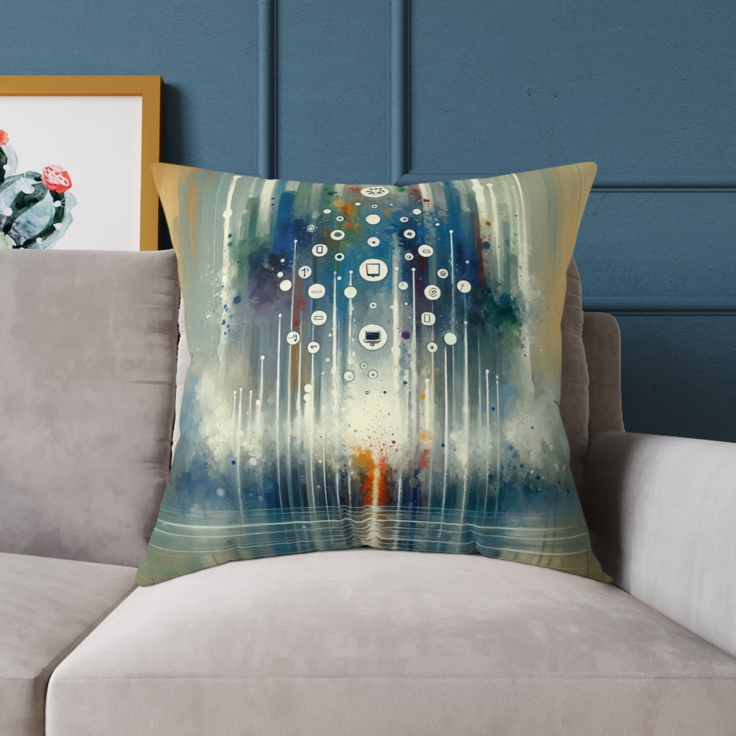 Tachism Digital Escape Spun Polyester Pillow