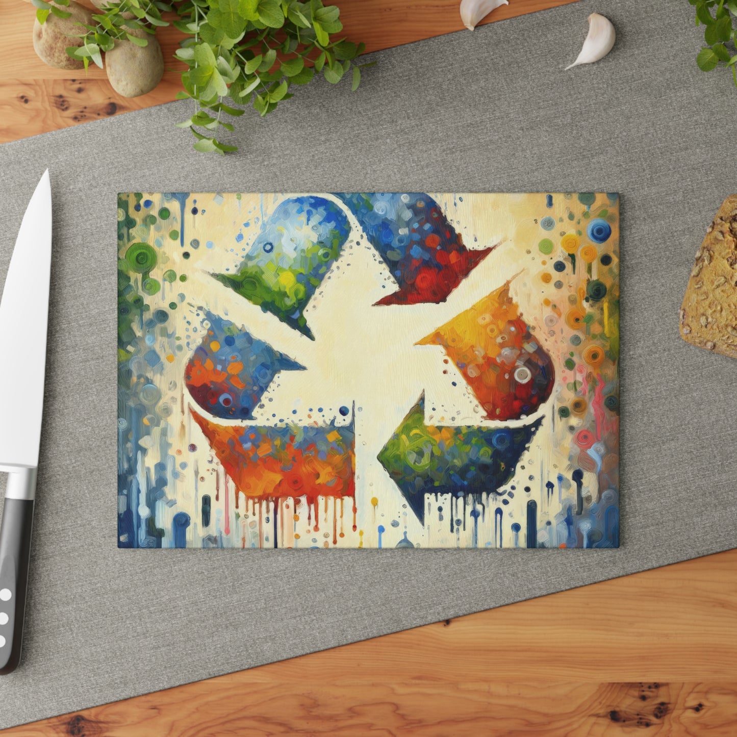 Sustainable Transformation Tachism Glass Cutting Board