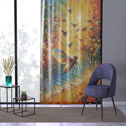 Seasonal Cicada Vibrance Window Curtain