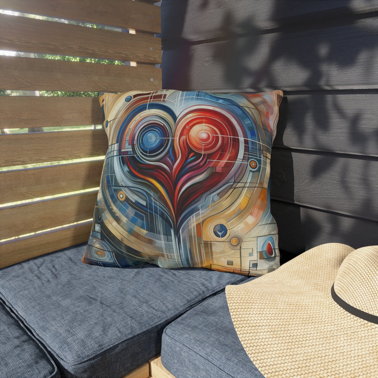 Techno Heart Harmony Outdoor Pillows