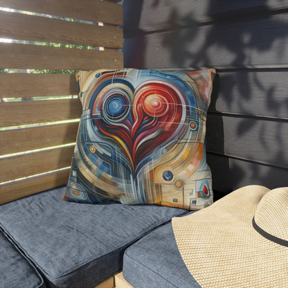 Techno Heart Harmony Outdoor Pillows