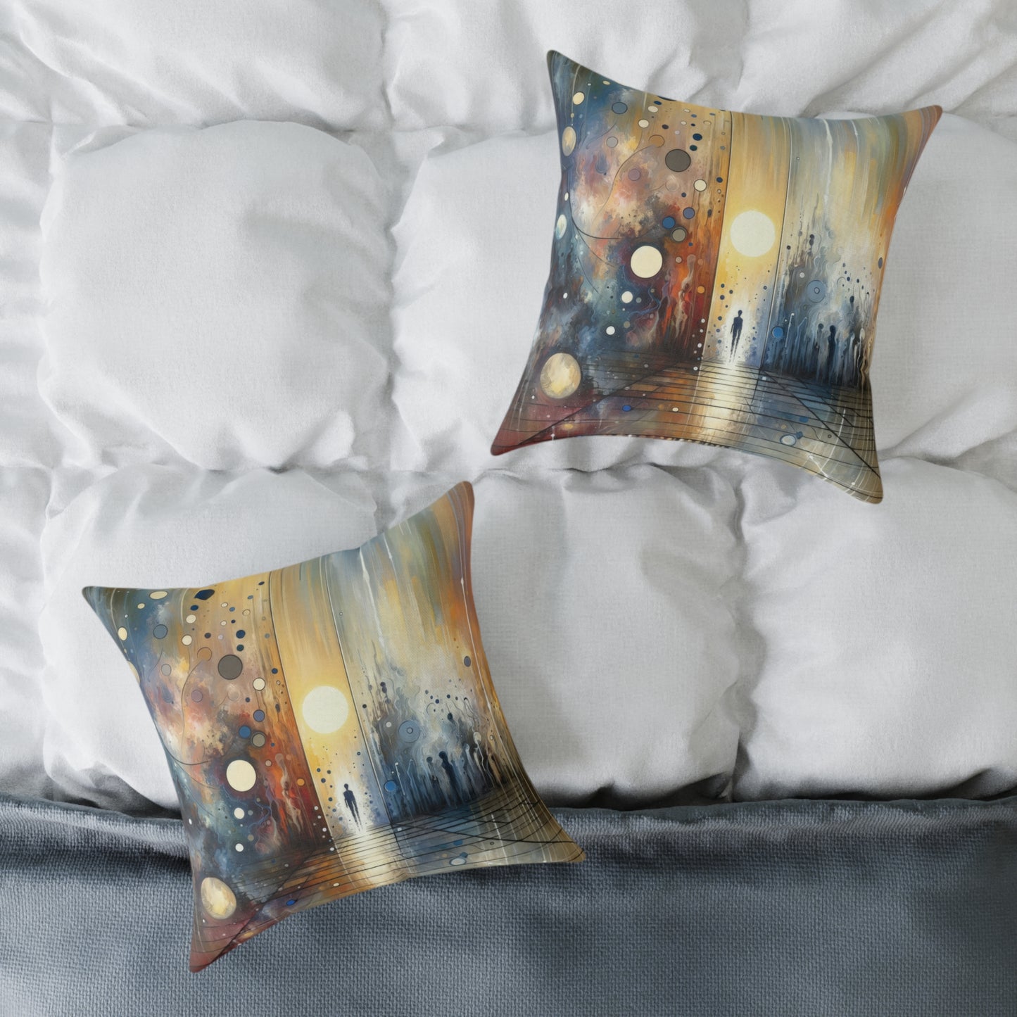 Stillness Transition Abstract Spun Polyester Pillow