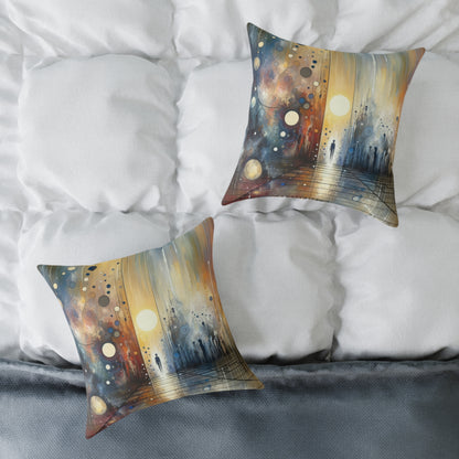 Stillness Transition Abstract Spun Polyester Pillow