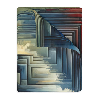 Abstract Geometric Boundaries Velveteen Microfiber Blanket (Two-sided print)