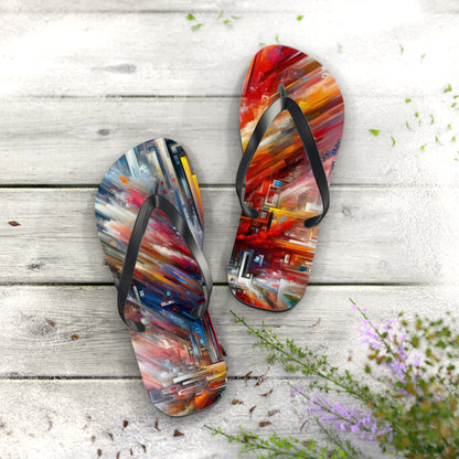 Digital Chaos Symphony Flip Flops