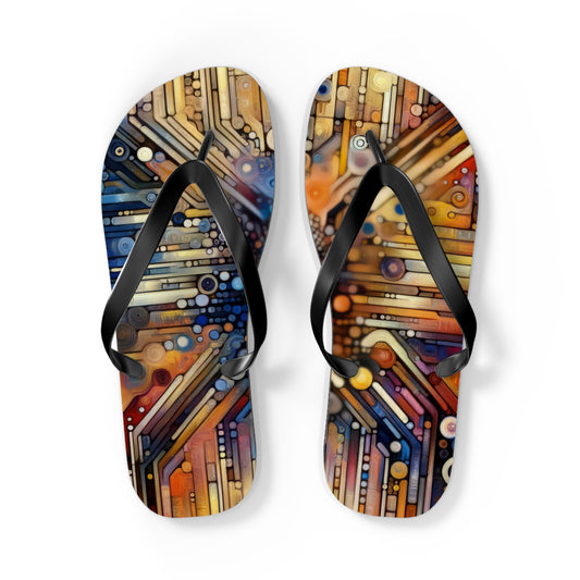 Digital Rhythm Tapestry Flip Flops