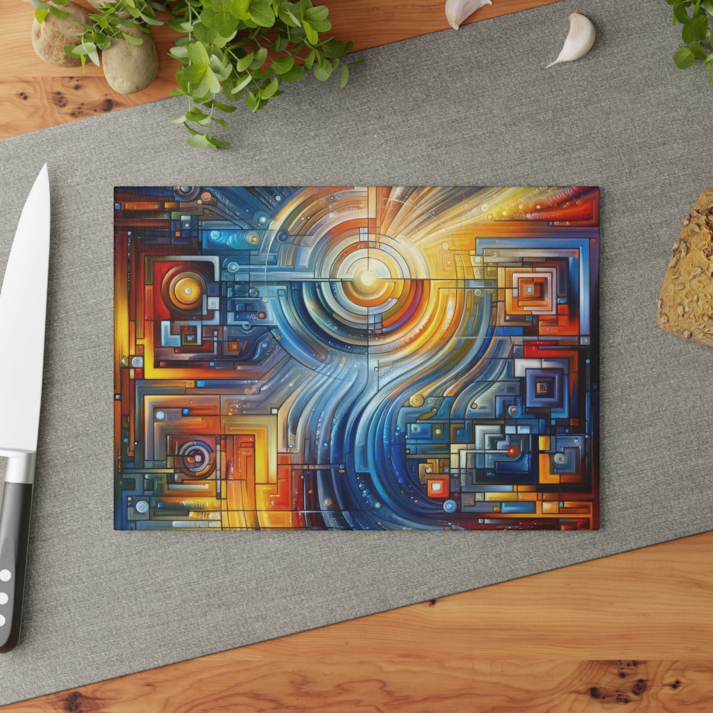 Digital Tachism Connectivity Glass Cutting Board