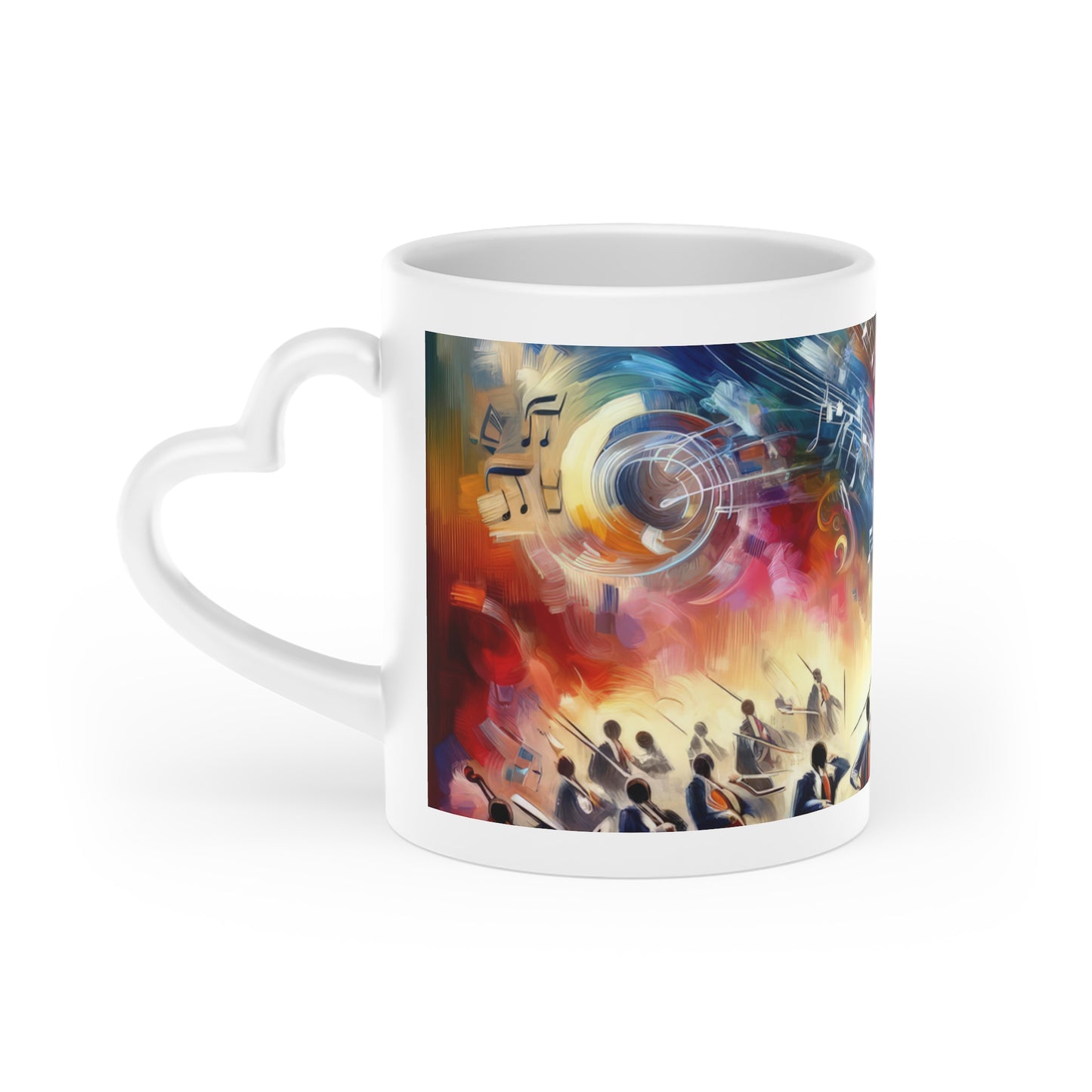 Vibrant Maestro Symphony Heart-Shaped Mug