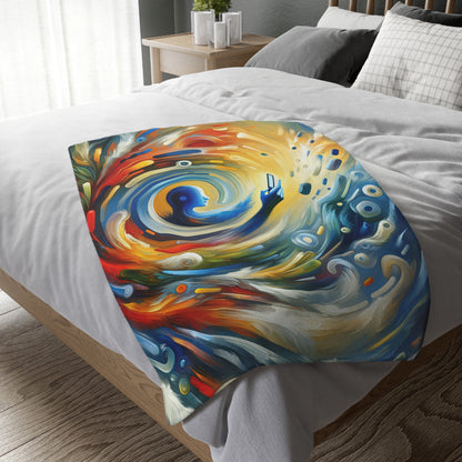 Swipe Connection Tachism Velveteen Microfiber Blanket (Two-sided print)