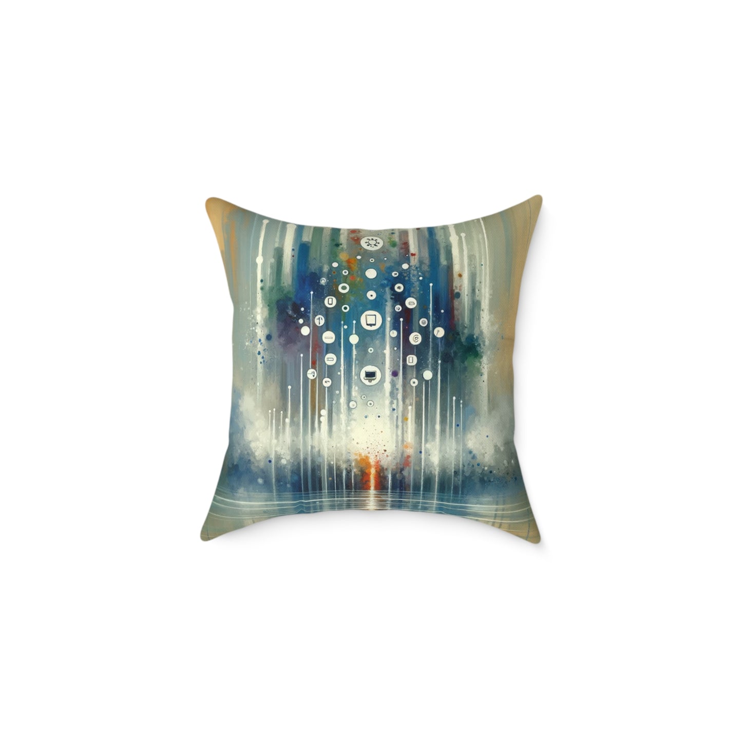 Tachism Digital Escape Spun Polyester Pillow