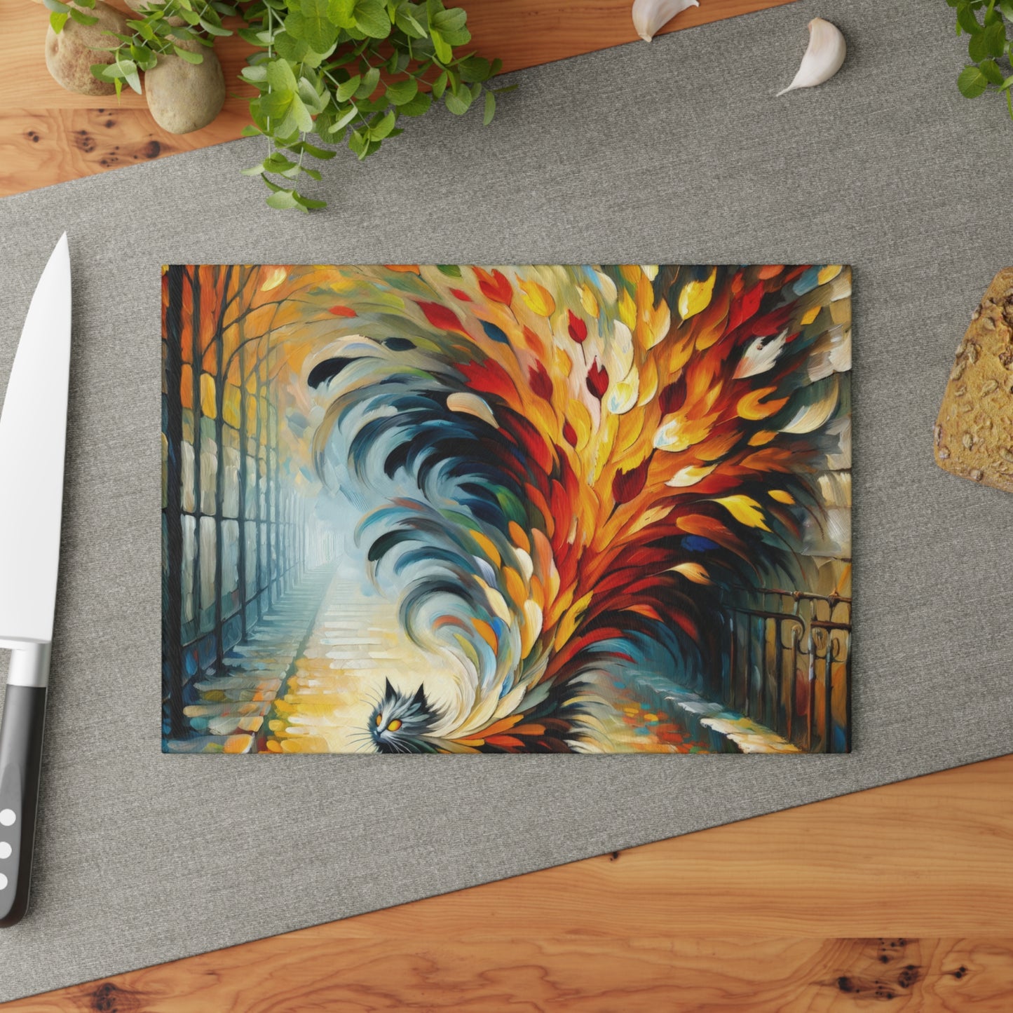 Autumn Whirlwind Escape Glass Cutting Board