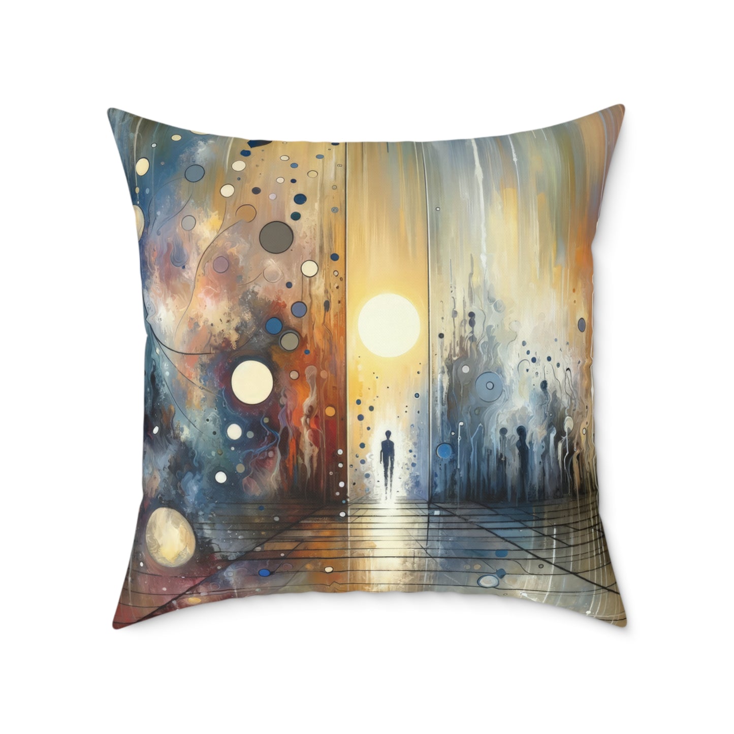 Stillness Transition Abstract Spun Polyester Pillow