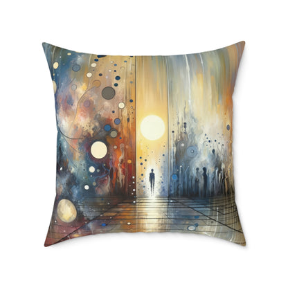 Stillness Transition Abstract Spun Polyester Pillow