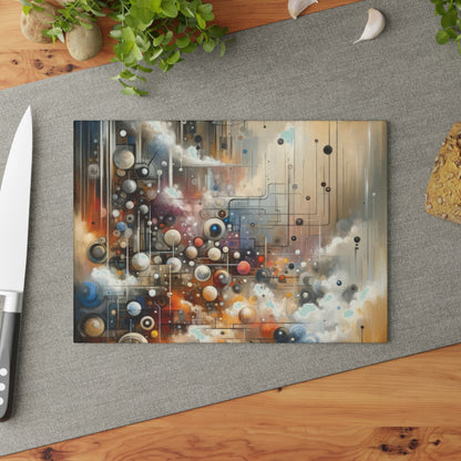 Abstract Mechanical Harmony Glass Cutting Board