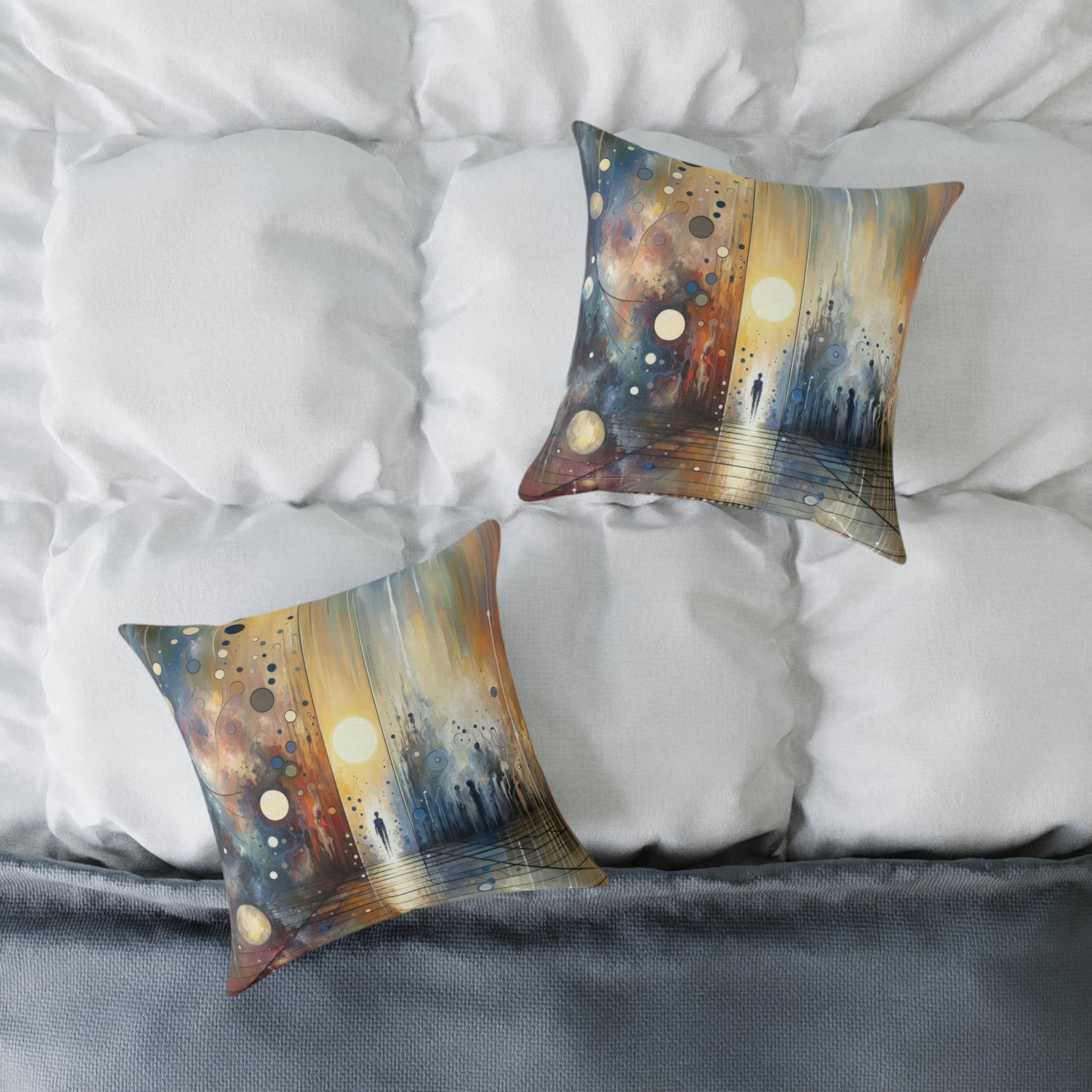 Stillness Transition Abstract Spun Polyester Pillow