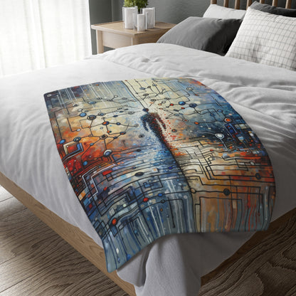 Technological Connectivity Bridge Velveteen Microfiber Blanket (Two-sided print)
