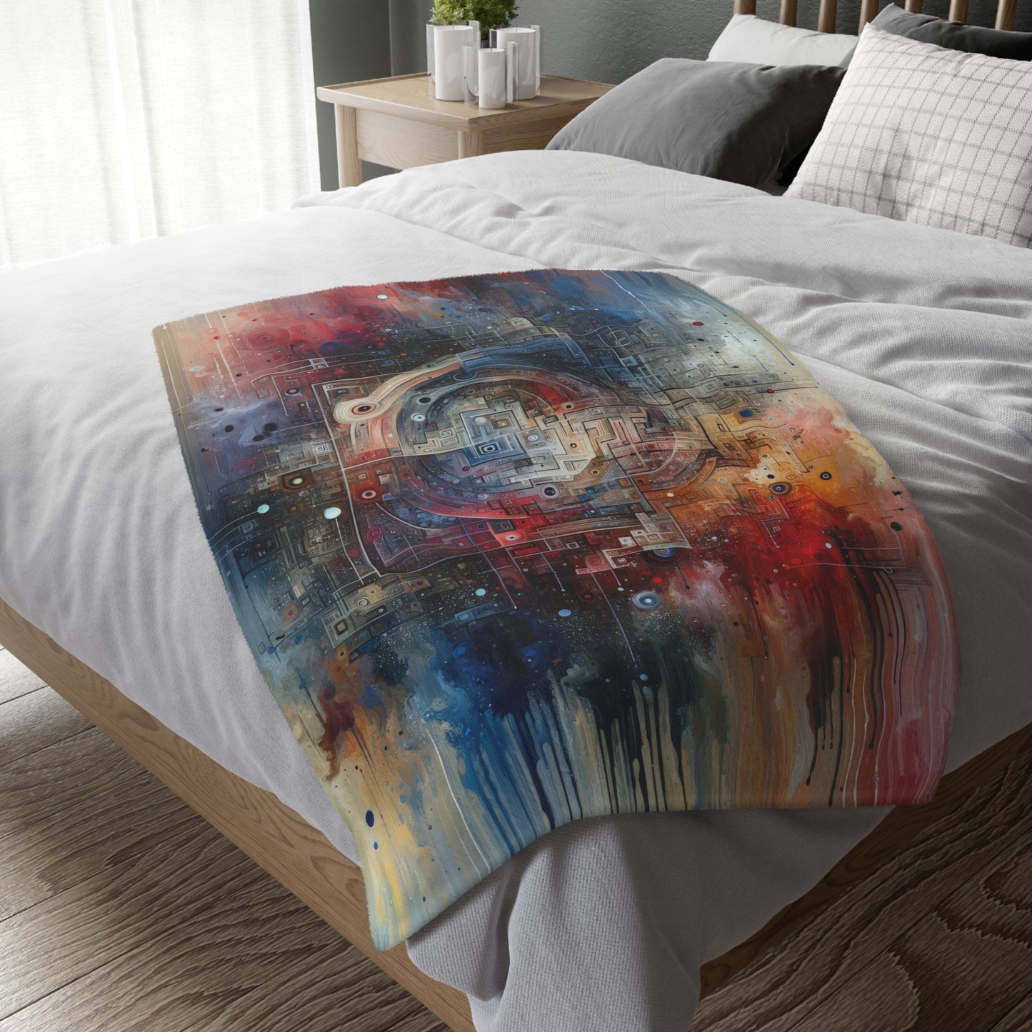 Awareness Algorithm Tachism Velveteen Microfiber Blanket (Two-sided print)