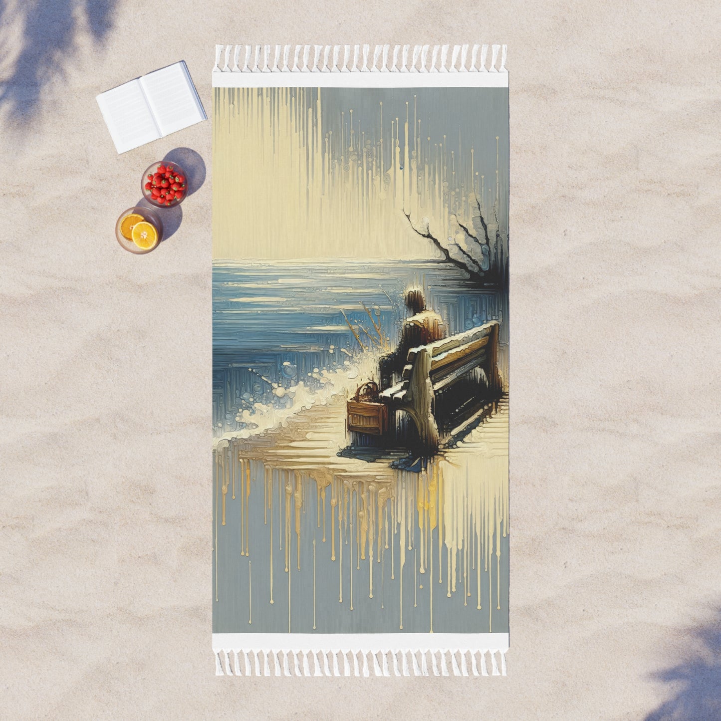 Seaside Solitude Tachism Boho Beach Cloth