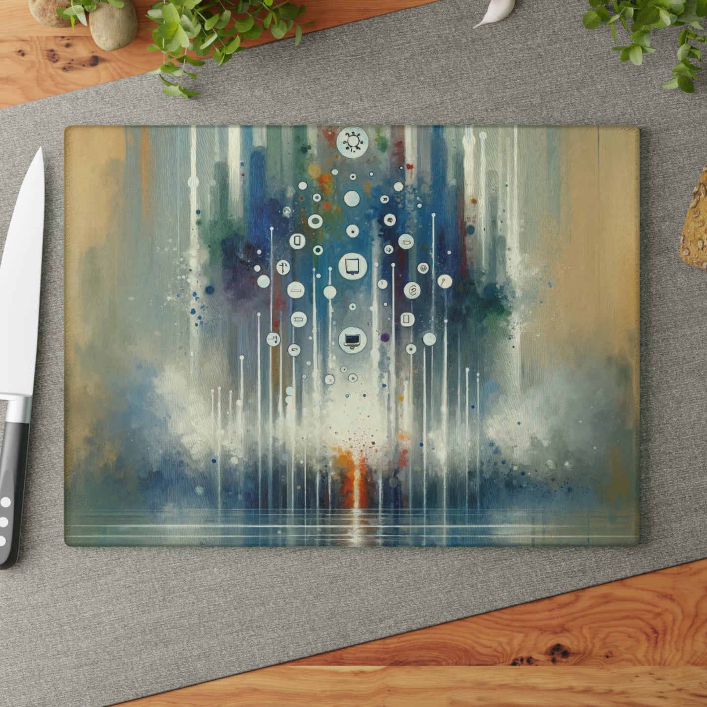 Tachism Digital Escape Glass Cutting Board