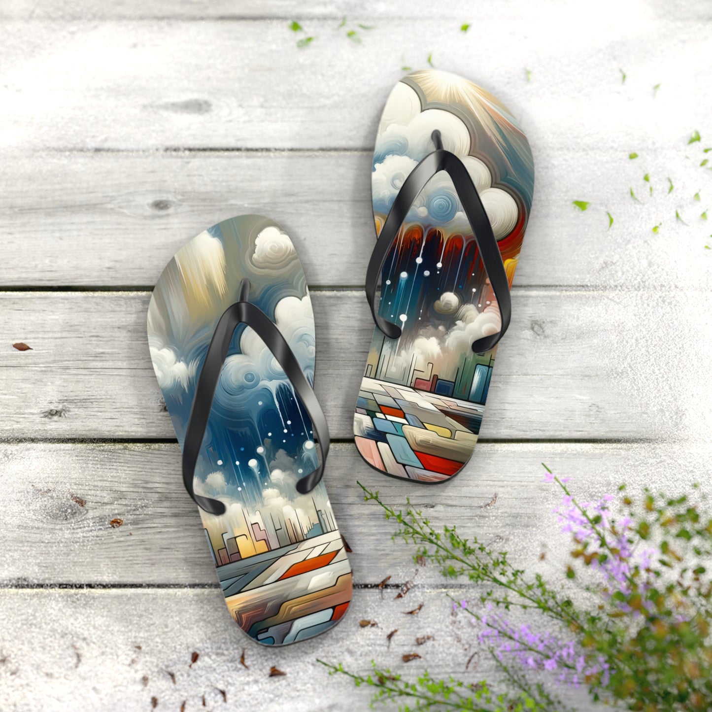 Grounding Silver Clouds Flip Flops