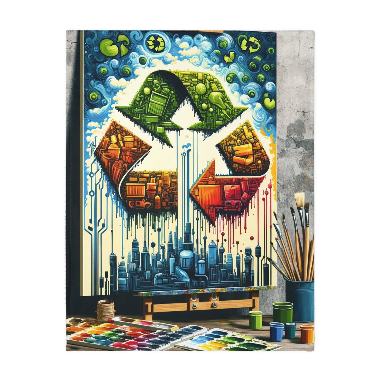 Upcycling Lifecycle Artistry Velveteen Microfiber Blanket (Two-sided print)