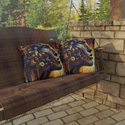 Reflective Tachism Shield Outdoor Pillows