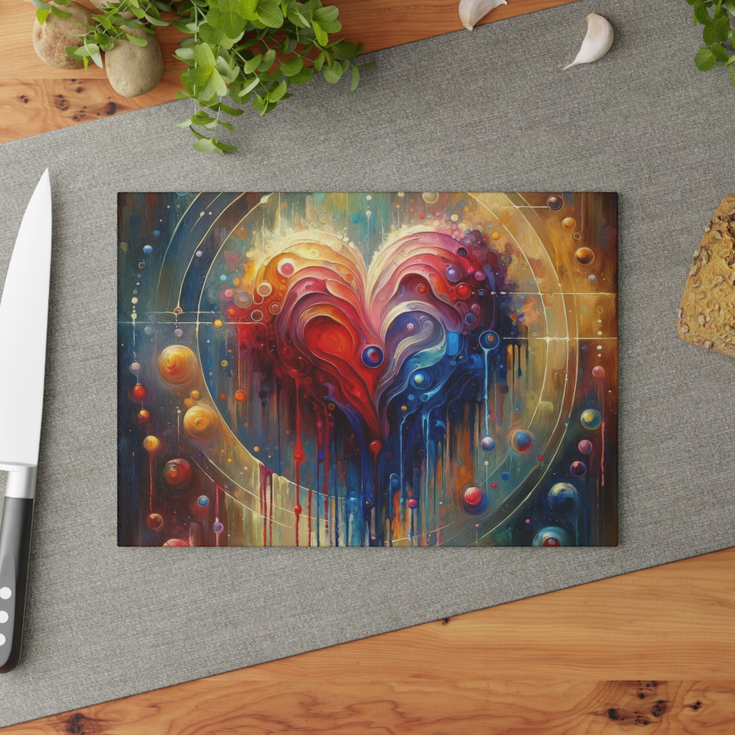 Unified Heart Reflections Glass Cutting Board